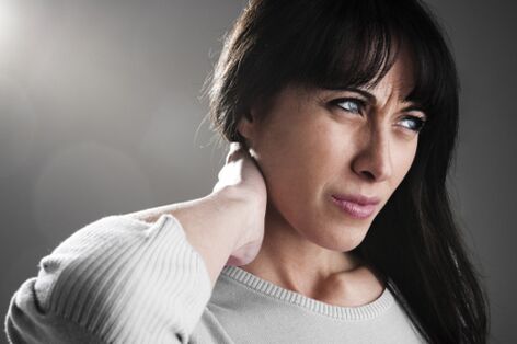 A woman has osteochondrosis on her neck