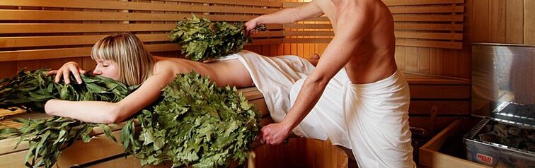 Massage with a broom in a bathhouse for the prevention of osteochondrosis